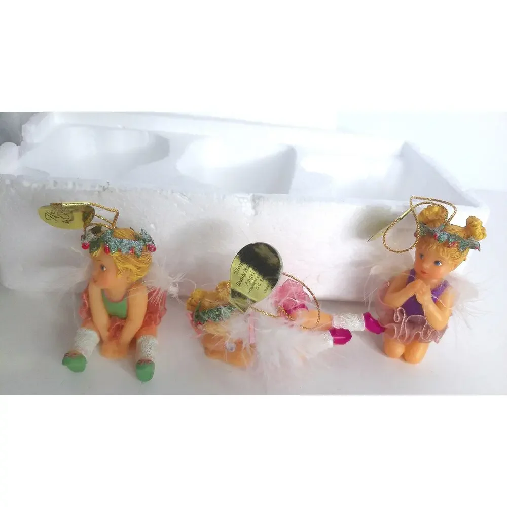 Heirloom Ornaments Angel Toes Prayer For Grace Sleeping Beauty Blissful Set Of 3